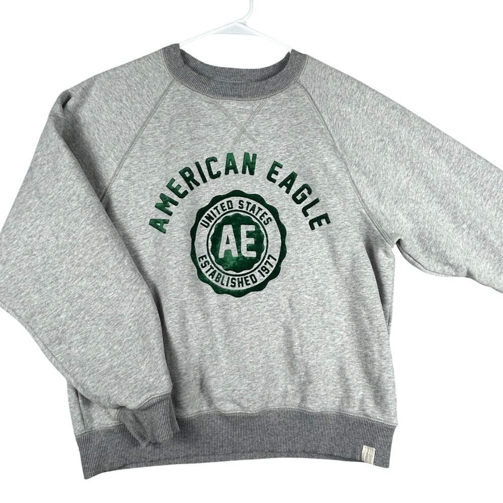 American Eagle AE Graphic Sweatshirt Gray Crewneck Long Sleeve Womens‎ S